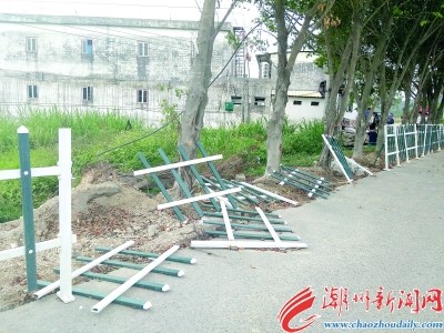 意東三路沿路護(hù)欄“很受傷”.jpg
